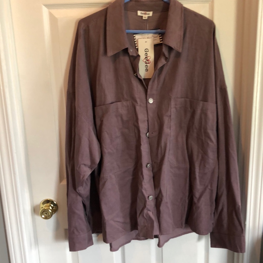 GeeGee Light Corduroy Lavender Button Down Long Sleeve 3XL